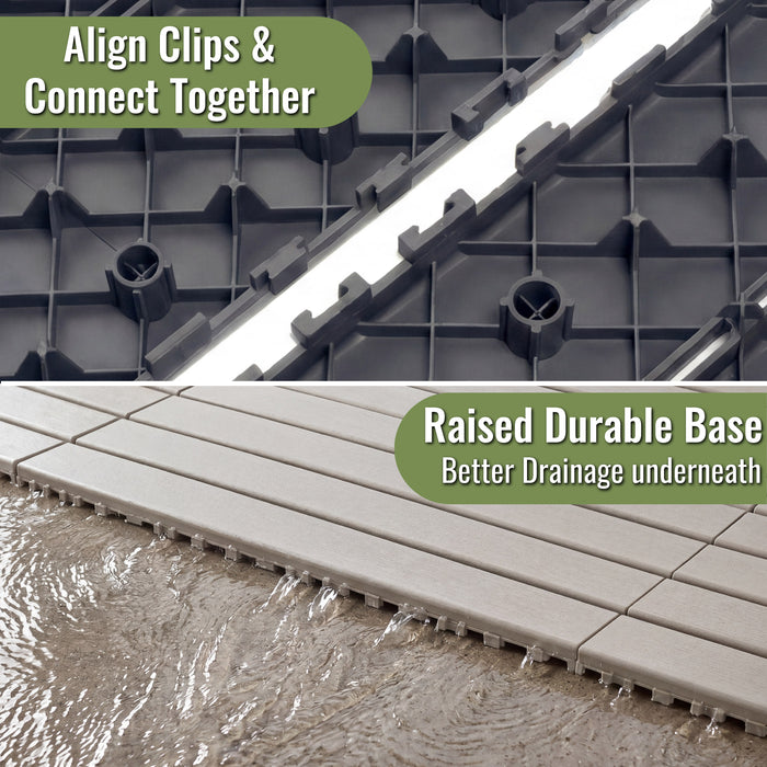 Deck Tiles - BEIGESLAT - Interlocking PP Flooring - High End Polypropylene | 100% Recyclable | DECKO Lite (608x304x20 mm tile)