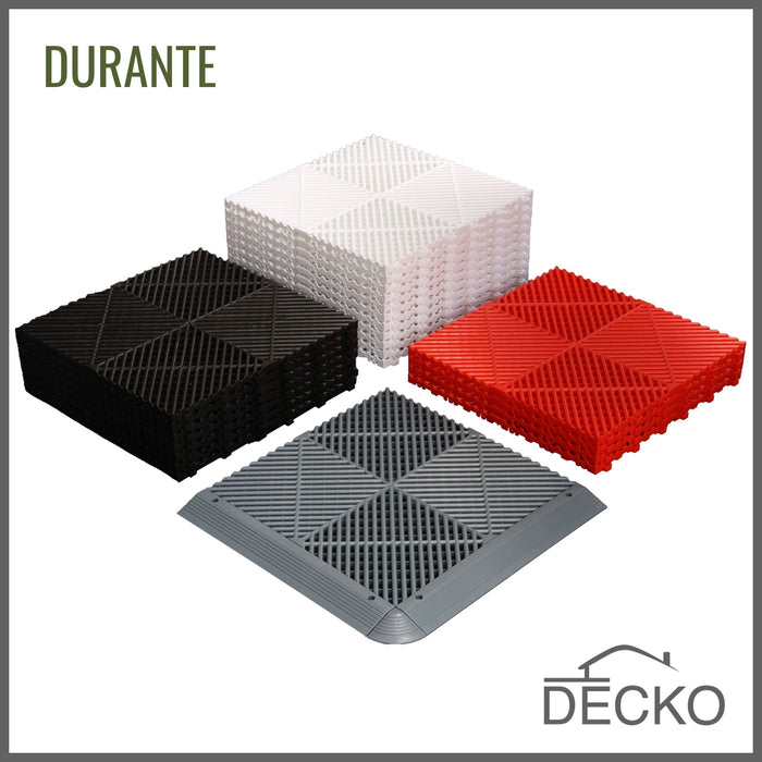 Garage Tile - Interlocking PP Flooring - High End Polypropylene | 100% Recyclable | DECKO DURANTE (400x400x18 mm tile) - Select Color