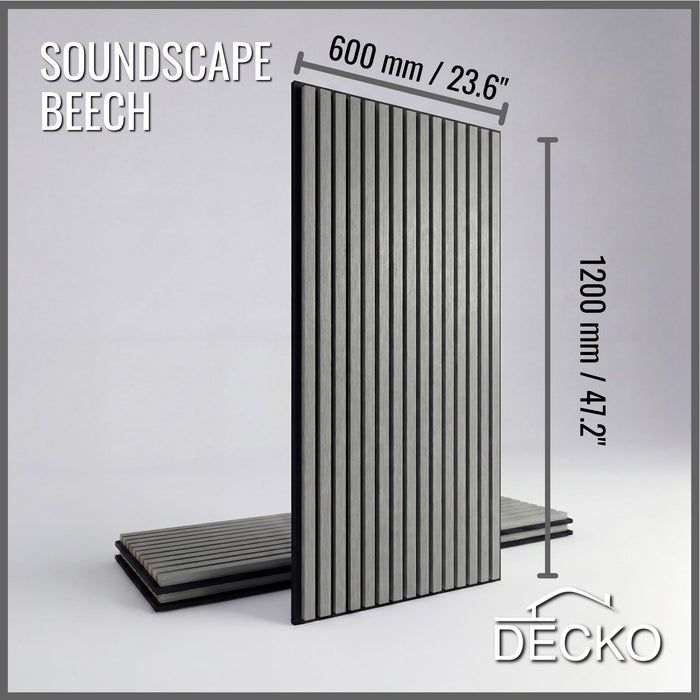 Acoustic Sound Dampening Wall Panels - <b>BEECH Long</b> - box of 3 panels (1200x600mm) <b>2.16 m<sup>2</sup></b> coverage | DECKO SOUNDSCAPE