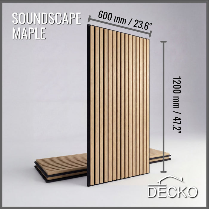Acoustic Sound Dampening Wall Panels - MAPLE Long - box of 3 panels (1200x600mm) 2.16 m² coverage | DECKO SOUNDSCAPE