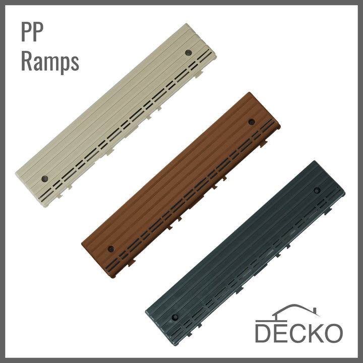 DECKO PP deck tile ramp edges in Grey, Beige and Brown