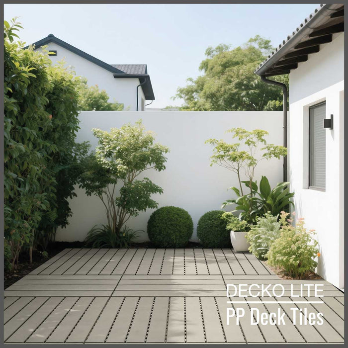 DECKO Lite PP Deck Tiles - <b>BEIGESLAT</b> - 608x304mm - Premium, 100% Recycled Polypropylene (Price/Tile)