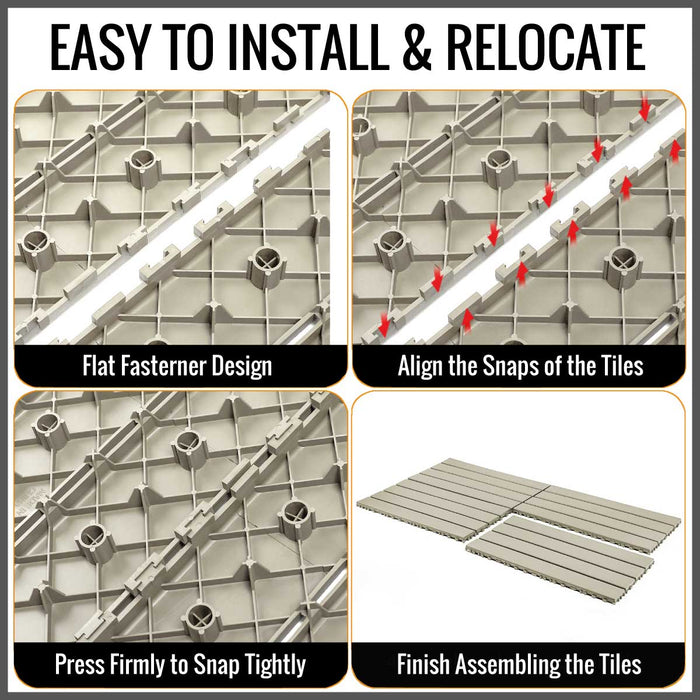 DECKO Lite PP Deck Tiles - <b>BEIGESLAT</b> - 608x304mm - Premium, 100% Recycled Polypropylene (Price/Tile)