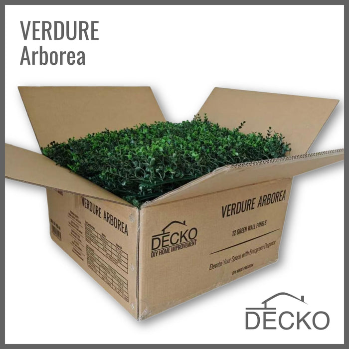 Artificial Plants Green Wall Panel - ARBOREA - Box of 12 panels - 500x500mm | DECKO VERDURE (0.25 m² panel)