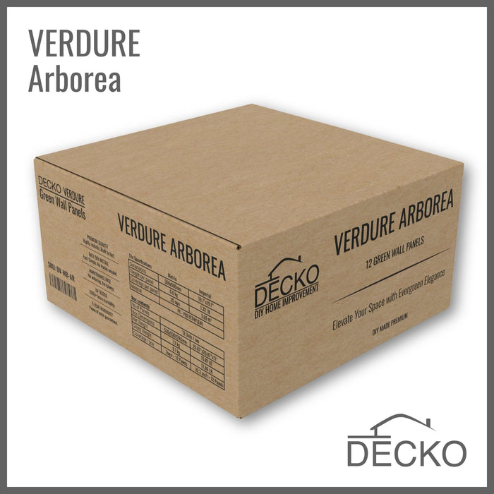 Artificial Plants Green Wall Panel - ARBOREA - Box of 12 panels - 500x500mm | DECKO VERDURE (0.25 m² panel)