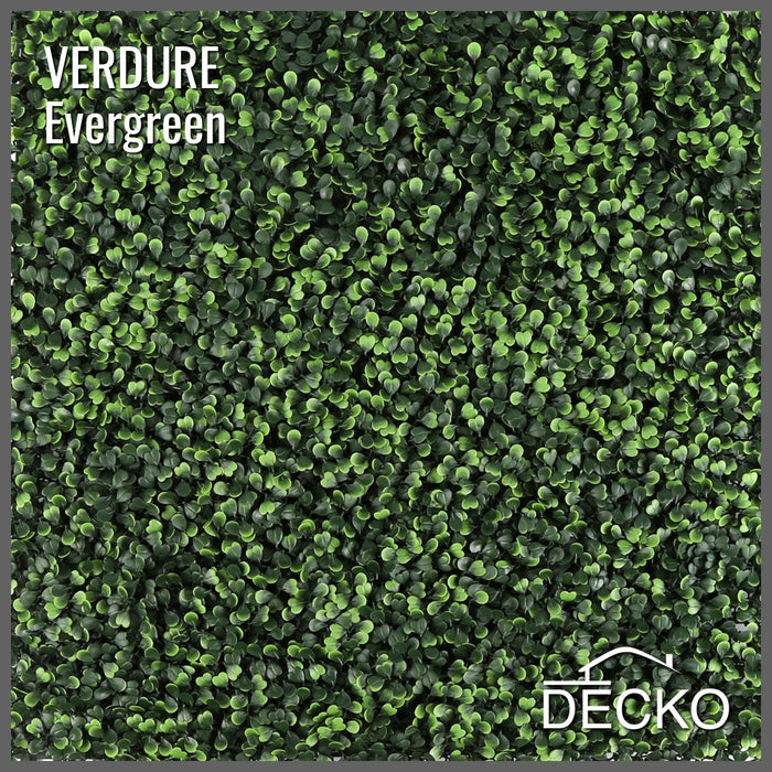 Artificial Plants Green Wall Panel - EVERGREEN - Box of 12 panels - 500x500mm | DECKO VERDURE (0.25 m² panel)