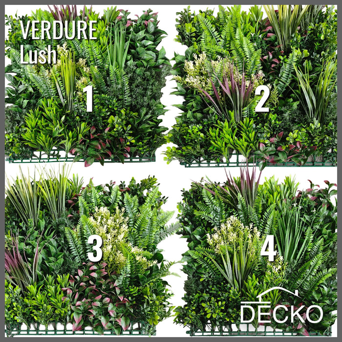 Artificial Plants Green Wall Panel - LUSH - One Panel 1000x1000mm | DECKO VERDURE (1 m² panel)