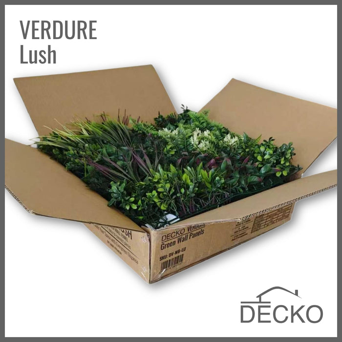 Artificial Plants Green Wall Panel - LUSH - One Panel 1000x1000mm | DECKO VERDURE (1 m² panel)