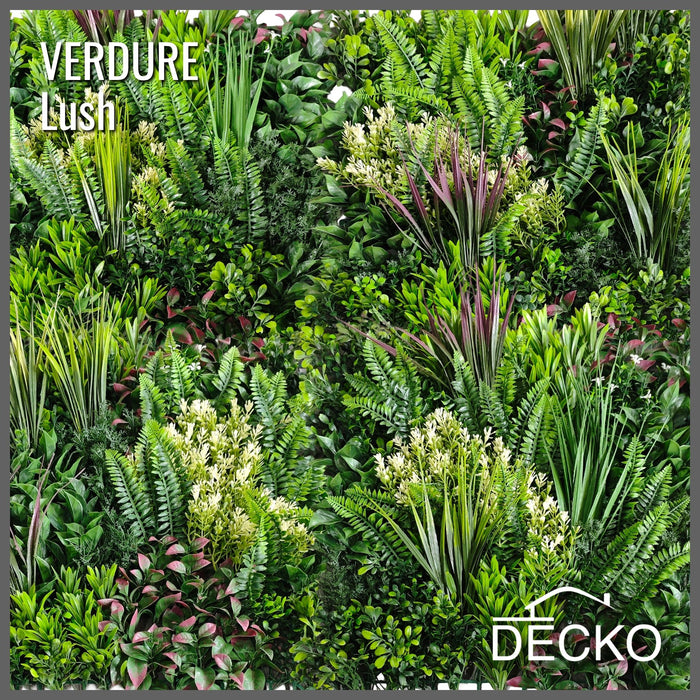 Artificial Plants Green Wall Panel - LUSH - One Panel 1000x1000mm | DECKO VERDURE (1 m² panel)