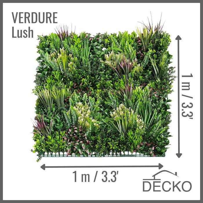 Artificial Plants Green Wall Panel - LUSH - One Panel 1000x1000mm | DECKO VERDURE (1 m² panel)