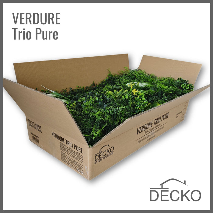 Artificial Plants Green Wall Panel - TRIO PURE - Box of 3 Panels - 1000x1000mm | DECKO VERDURE (3 m² /box)