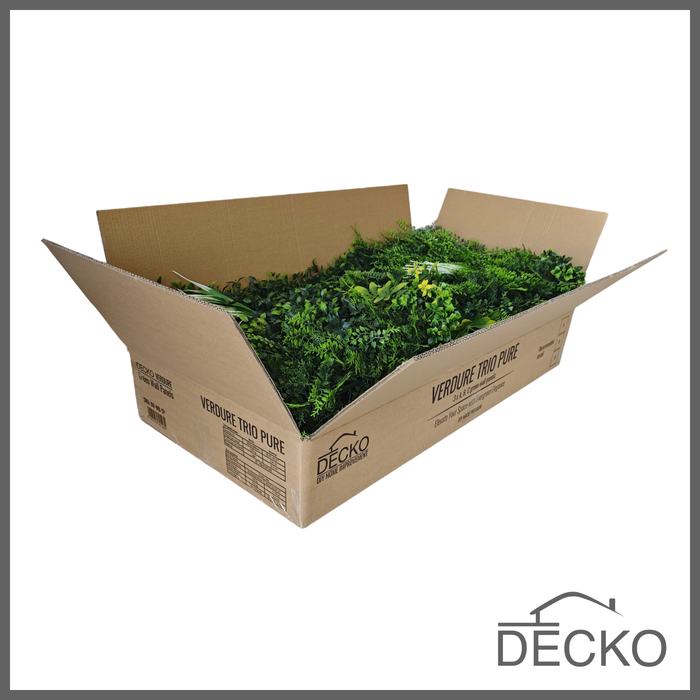 Artificial Plants Green Wall Panel - TRIO PURE - Box of 3 Panels - 1000x1000mm | DECKO VERDURE (3 m² /box)